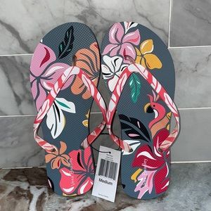 Vera Bradley Flip Flops - Coastal Paradise - Medium Sz 7/8 Tropical Floral NEW
